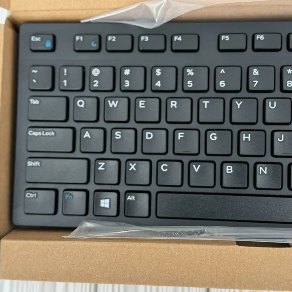Dell black wired keyboard USB KB216-BK-US slim Qwerty quiet 104 keys NEW